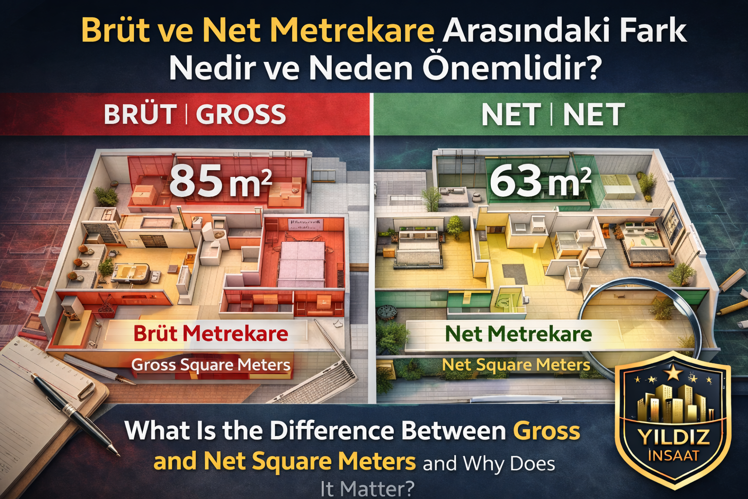 Brüt ve Net Metrekare Arasındaki Fark Nedir ve Neden Önemlidir?